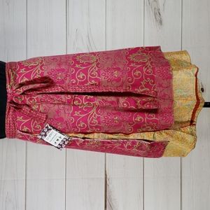 Darn Good Yarn Sari Silk Wrap Skirt Tea XL/Plus